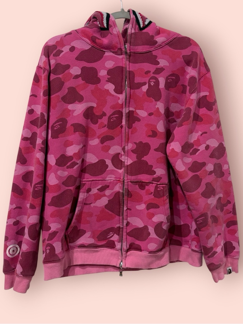A BATHING APE BAPE Pink Camo World Gone Mad Full Zip Hoodie